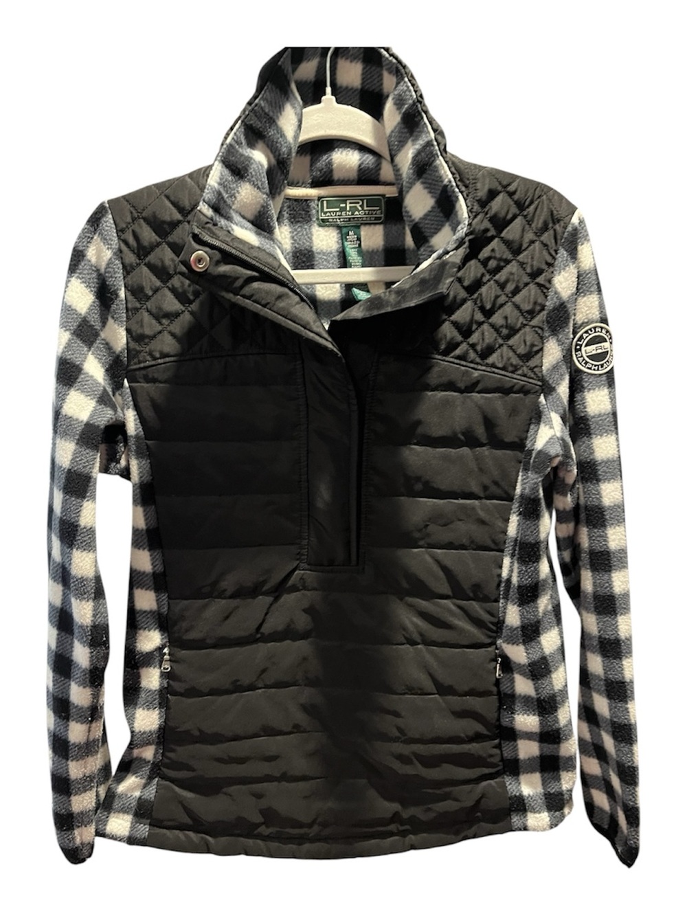 L.L. Bean Black Quilted & Plaid Pullover Jacket